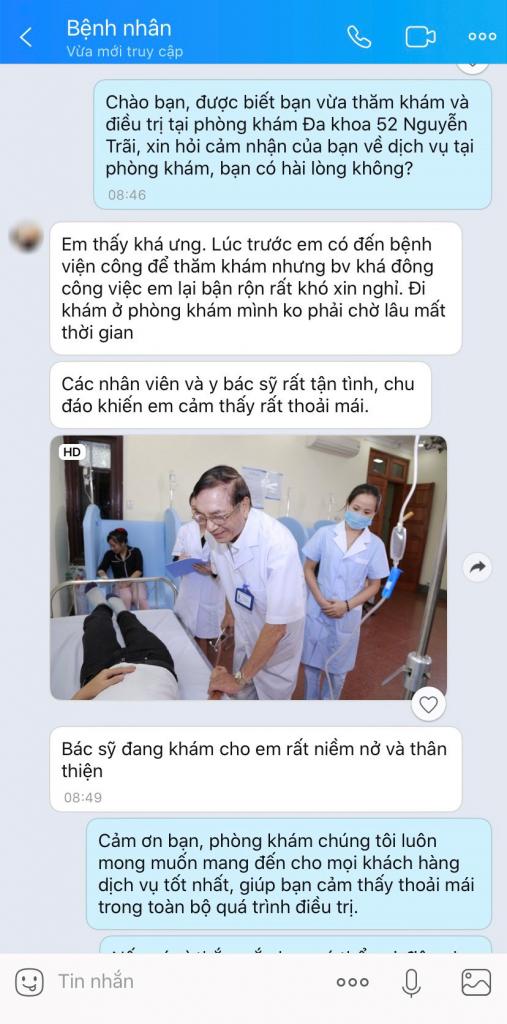 PHẢN HỒI CỦA BỆNH NHÂN SAU KHI ĐIỀU TRỊ DƯƠNG VẬT SƯNG MỌNG NƯỚC TẠI PHÒNG KHÁM ĐA KHOA 52 NGUYỄN TRÃI